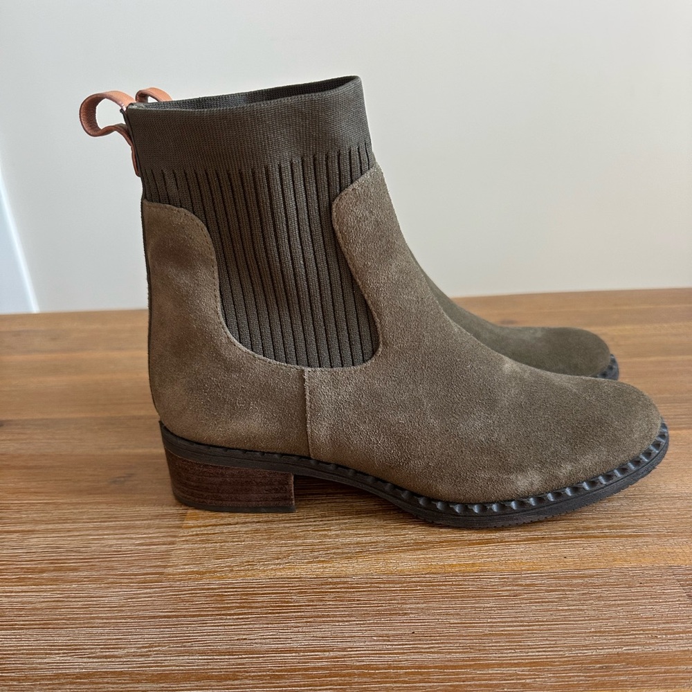 Gentle Souls by Kenneth Cole Olive Suede Chelsea Ankle Boots